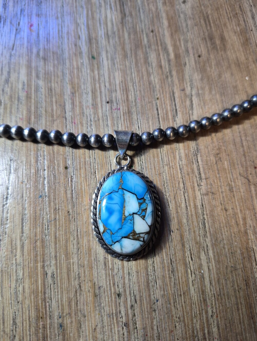 Blue Ice Dahlia Turquoise Pendant